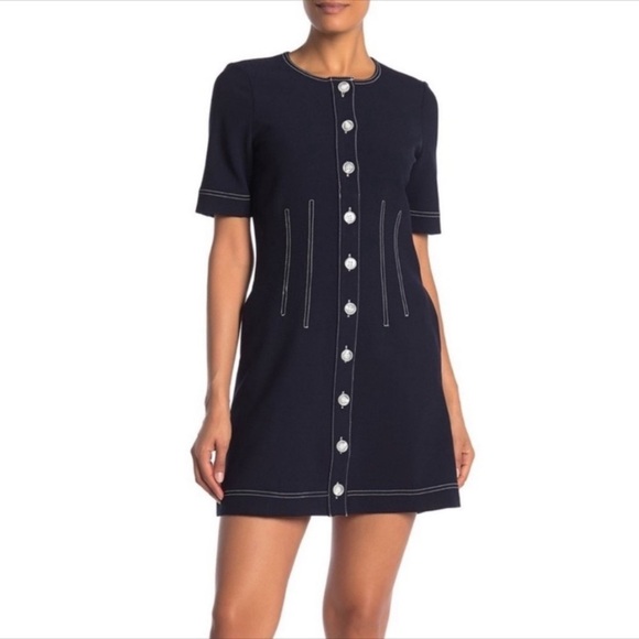 Veronica Beard Mikel Contrast Stitch Mini Dress Women's Sz 8 - Picture 4 of 16